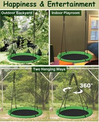 40 Inch Saucer Tree Swing Set for Kids & Adults, Adjustable Swing Sets for Ba…