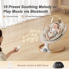 Baby Swings for Infants, Monamii Baby Swing, Infant Swing with 5 Speeds, 10