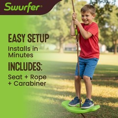 Swurfer Kids Outdoor Tree Swing: Durable, Easy Setup, Weatherproof, 150 lbs
