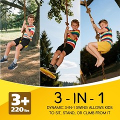 Tree Swing for Kids Swing Set Accessories Climbing Rope for Kids with Disc Se…
