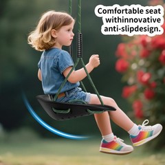 550LBS Heavy-Duty Outdoor Tree Swing for Adults/Kids w/ Adjustable Ropes, Black