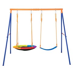 Uimoso Swing Sets for Backyard 1 Saucer 1 Belt Swing Seat A-Frame Metal Stand