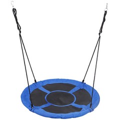 48″ Outdoor Round Saucer Swing w/ Ropes Adjustable for Kids Yard Activities Blue