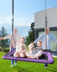 Everyfun Tree Swing for Kids and Adults, 60″ Waterproof Rectangle C-purple