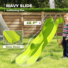 Outdoor Slide for Kids Ages 3-8 5.7FT Freestanding Wave Slide Climbing Step