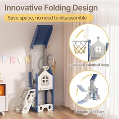 6 in 1 Toddler Slide – L-Shaped Baby Slide for Toddlers Aged 1-3 with Basketball