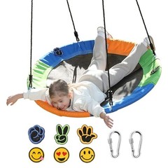 Saucer Tree Swing Seat for Kids 40 Inch Outdoor Round Tree Swing for Orange