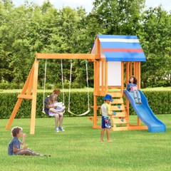 Wooden Outdoor Swing Set 3 in 1 Swing Set outdoor Children’s Playset with Slide