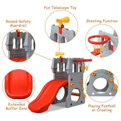 5 in 1 Indoor Outdoor Climber Toddler Slide Playset Git Kids w/Climbing Ladder