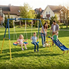 Heavy Duty Swing Set with Slide for Backyard, Outdoor Playground Set Kids Toys