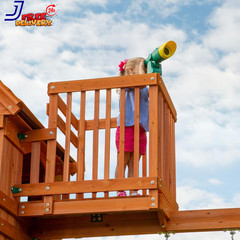 Skyfort II Cedar Wood Swing Set with Wave Slide Raised Clubhouse Outdoor Playset