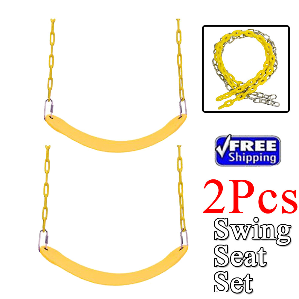 2Pcs Swing Seat Set Heavy Duty Yellow Chair Kids Adults Swings Seat Outdoor