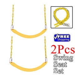 2Pcs Swing Seat Set Heavy Duty Yellow Chair Kids Adults Swings Seat Outdoor