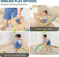 Pikler Triangle Set, Toddler Wooden Climbing Toys Indoor 7In1 Foldable Climber f