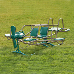 Playground Equipment Airplane Teeter Totter Kids Backyard See Saw, Green Brown