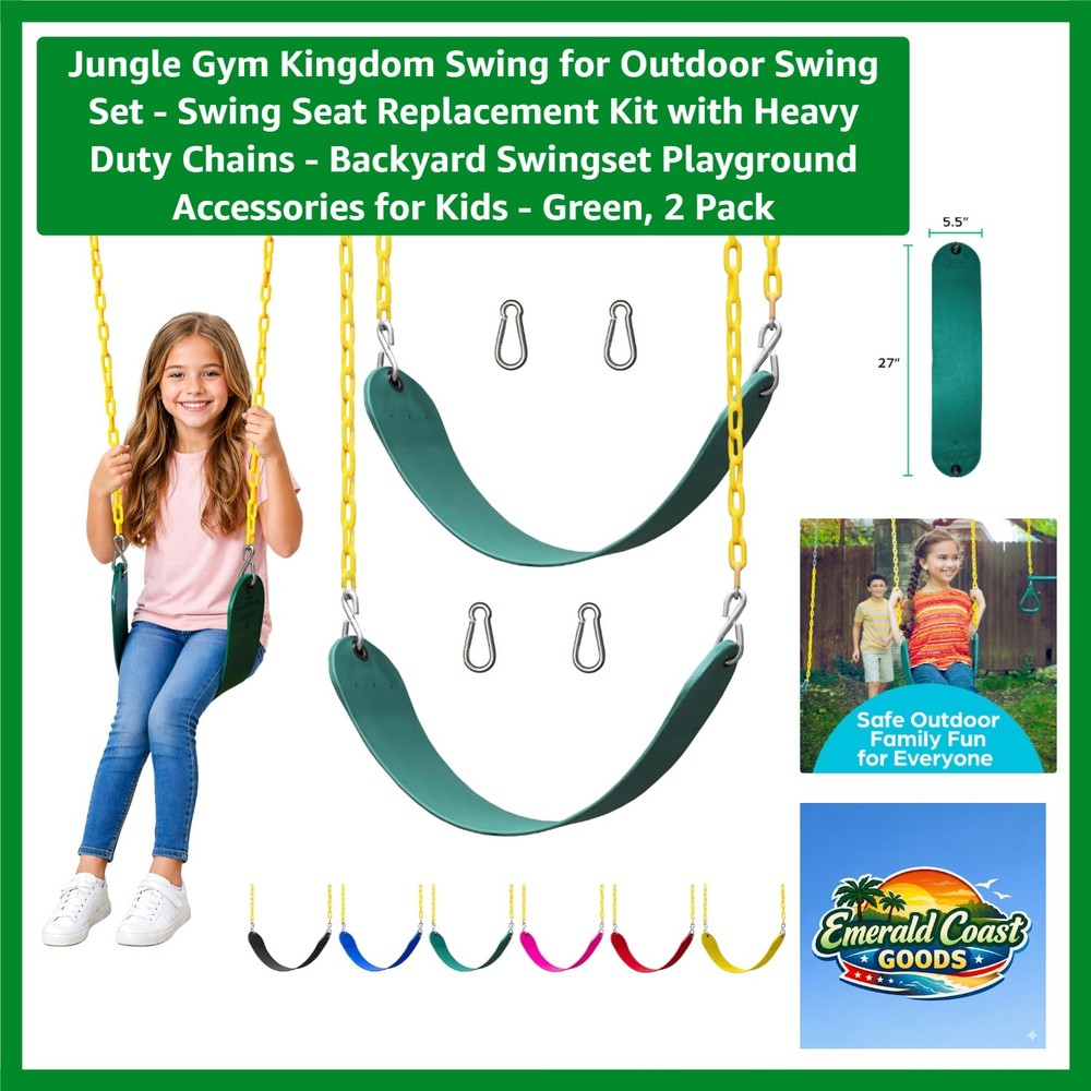 2-Pack Outdoor Swing Replacement Kit with Heavy Duty Chains – Safe & Durable