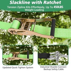 120ft 500lb Zip Line Kit Backyard Trolley Seat