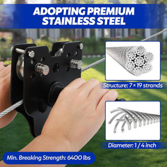 Zip Line Kit for Kids Adults: 200FT up to 400 Lbs – Updated Removable Design Tro