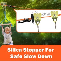 Kid Zipline Bear Pulley, Ninja Slackline Slider with Brake Stopper