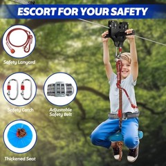 160FT Zipline for Backyard Kids and Adults: Up to 400 lbs Quick Tighten Zip Line