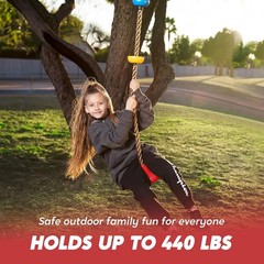 Red Outdoor Kids Tree Swing with Heavy-Duty Rope & Safety Carabiner – Fun Play