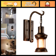 Rustic Vintage Glass Wall Sconce – Industrial Retro Metal Lamp for Home, Bar, Be