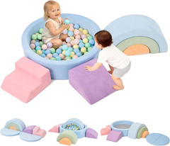 Foam Climbing Blocks for Toddlers, 38 X 38In round Ball Pit for Babies, 8Pcs Tod