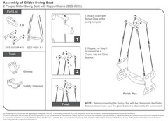 SWING SET STUFF GLIDER WITH ROPE RED playground seat accessory outdoor 0035