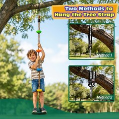 Outdoor Tree Swing Set for Kids – 330LB Capacity, Climbing Rope, Disc Seat, Cara