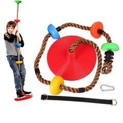 for Kids – Heavy Duty Climbing Rope with Disc Swing Seat for Boys Tree Swing