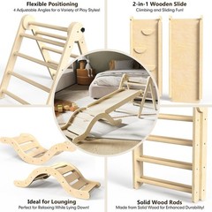 Pikler Triangle Set 7in1 Toddler Climbing Toys Indoor Foldable Baby Climbing …