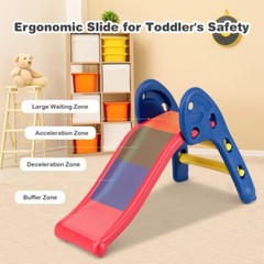 2-Step Children Folding Slide Plastic Fun Toy Sturdy Kids Indoor Outdoor Playset