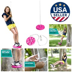 Adventure Awaits! Heavy-Duty Pink Disc Swing with Nylon Rope for Backyard Play