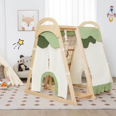 6 in1 Wooden Climbing Toys Kids Indoor Jungle Gym Gift Kids w/Slide Climbing Net