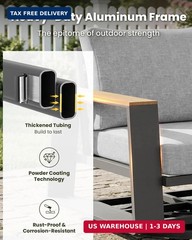 Aluminum Outdoor Patio Furniture Set, 4-Piece Patio Conversation Set with 5″ Thi