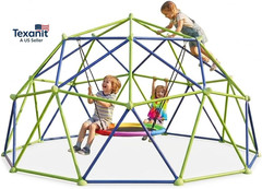10FT Climbing Dome with Saucer Swing, Outdoor Dome Climber Supports 1000LBS, Rus