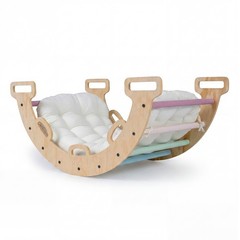 Wooden Rocking Climbing Arch w/Cushion 3-in-1 Montessori Kids Climber Rocker