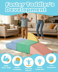 Climbing Toys for Toddlers 1-3, 6-Piece Foam Climbing Blocks for Toddlers, Baby