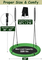 24 Inch Saucer Tree Swing Set for Kids & Adults, Adjustable Swing Sets for Backy