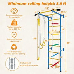 5 in 1 Playset Laddeer Wall Gym With Rope Ladder, Pull-up Bar, Wall Ladder