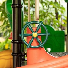 Green and Yellow Outdoor Playground Captain Pirate Ship Wheel, Plastic