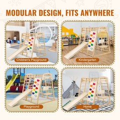 Uimoso Indoor Jungle Gym 7-in-1 Toddler Indoor Playground Wooden Climbing Toys M