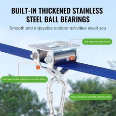 Kids and Adult 52 FT Zip Line Kits Up to 500 lb Backyard Outdoor Spring Brake