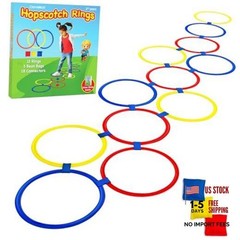 Hopscotch Rings, 12 x 11 Inch Rings & 3 Bean Bags, Play Hopscotch Outdoor &