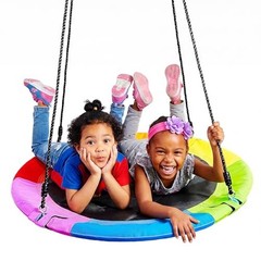 40″ Saucer Tree Swing for Kids Outdoor, 900Lb Weight Capacity, Rainbow