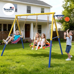 440Lbs Capacity Swing Sets for Backyard, 40 Inch Saucer Swing, A-Frame Metal, Be