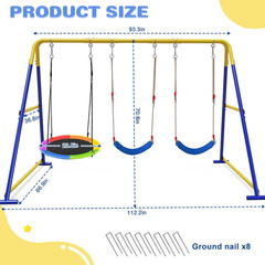 3-In-1 Swing Set for Backyard for Kids, with 1 Platform Swing, 2 Belt Swing, 600