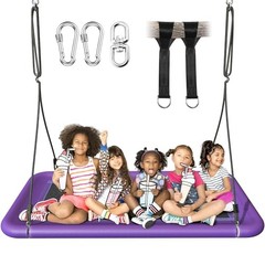 Everyfun Tree Swing for Kids and Adults, 60″ Waterproof Rectangle C-purple