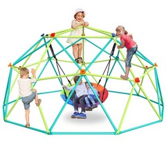 Hapfan 10FT Climbing Dome Saucer Swing Set Rust-Resistant Outdoor Playset 800lbs