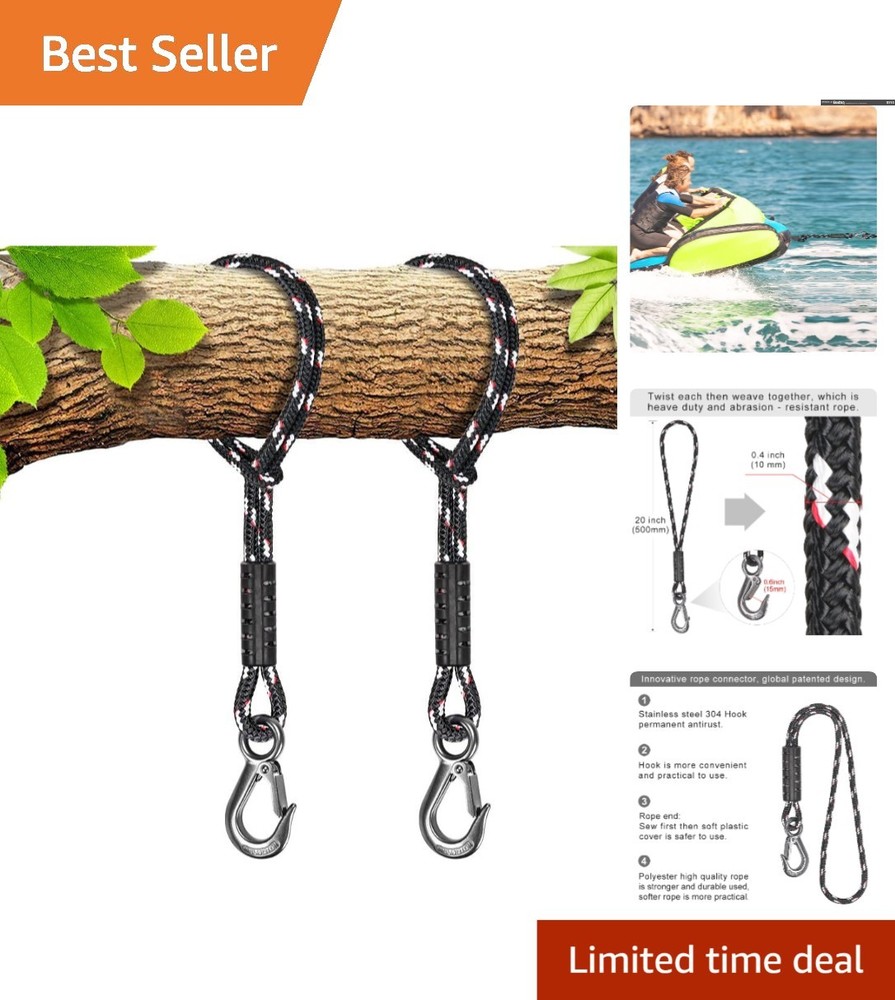 2 Pack 19 Inch Tree Swing Rope with Heavy Duty Hooks – Durable Outdoor Fun